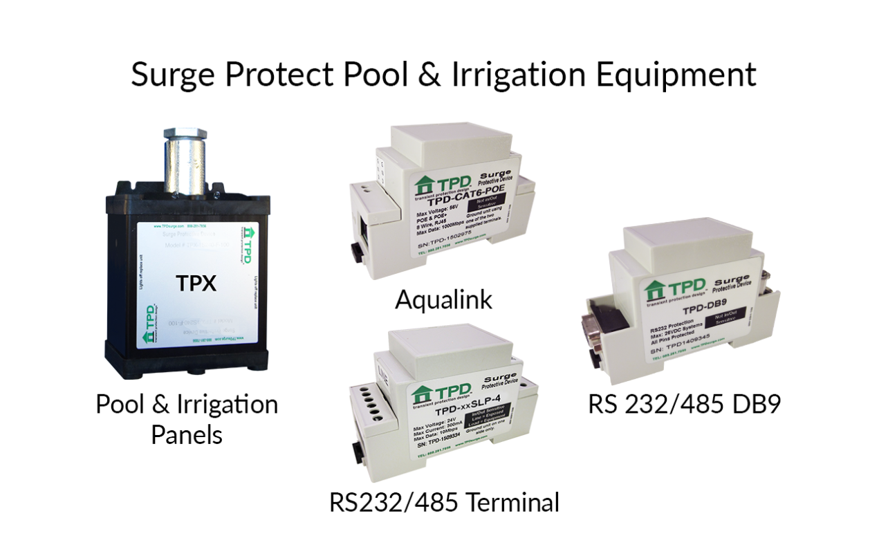 Surge Protect Pool and Irrigation Panels Aqualink RS232 RS485 DB9