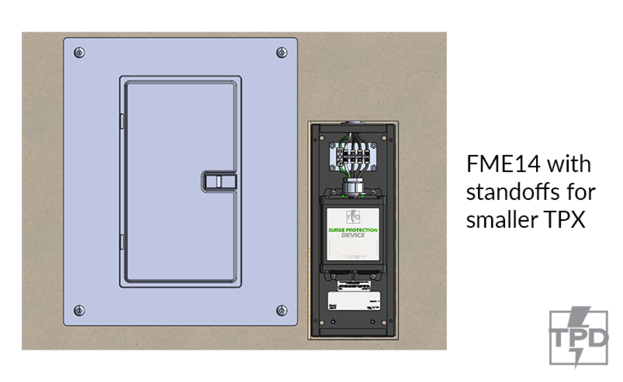 Flush Mount Enclosure with Standoffs for Smaller Unit