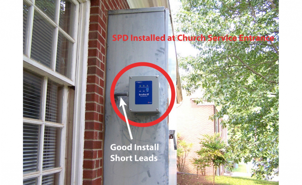 SPD Installation on Church Service Entrance Lightning Surge Protection